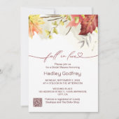 ボーホー フラワーフォール イン ラブ ブライダルシャワー 招待状 (正面)