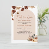 ボーホー フラワーフォール 恋に落ちる パンプキン ベイビーシャワー 招待状 (スタンド正面)