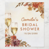 ボーホー フラワーブライダルシャワー ワインラベル (シングルラベル)