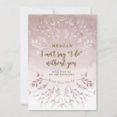 ボーホー フラワープルーブルー あなたは私のウェディングパーティーに来てくれる？ 招待状 (正面)