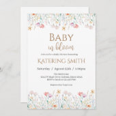 ボーホー フラワーベビーシャワー 女の子 招待状 (正面/裏面)