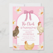 ボーホー フラワール クオッette チキンガール 誕生日 招待状 (正面)