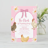 ボーホー フラワール クオッette チキンガール 誕生日 招待状 (スタンド正面)