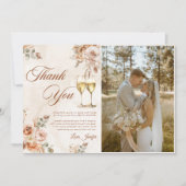 ボーホー フラワール ブランシュとバブルリー ブライダル シャワー フォト サンキューカード (正面)