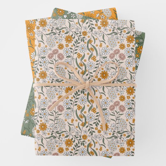 ボーホー フラワー アーストーン ボタニカル ブライダルシャワー ラッピングペーパーシート (インサイチュ)