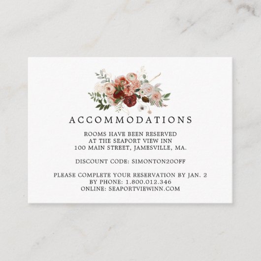 ボーホー フラワー ウェディング 宿泊施設 封入カード エンクロージャーカード (正面)