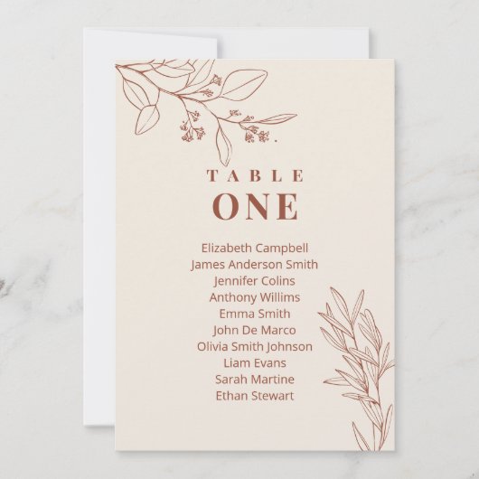 ボーホー フラワー ウェディング 席次表 カード (正面)