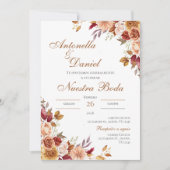 ボーホー フラワー ウェディング 招待状（スペイン語） 招待状 (正面)
