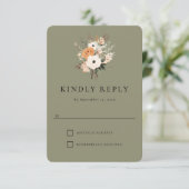 ボーホー フラワー ウエスタン ウェディング レスポンス カード (スタンド正面)