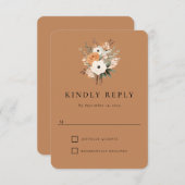 ボーホー フラワー ウエスタン ウェディング レスポンス カード (正面/裏面)
