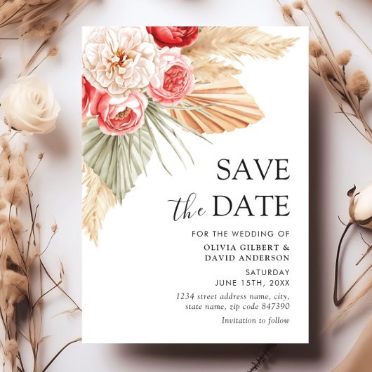 ボーホー フラワー エレガント 秋 夏 ウェディング 招待状