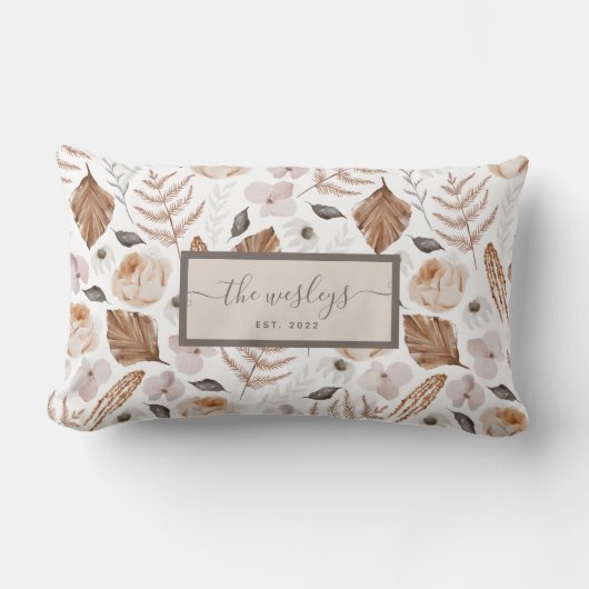 ボーホー フラワー オーダーメイド クッションカバー ランバークッション (正面)