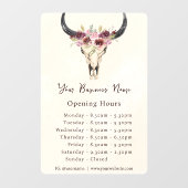 ボーホー フラワー カウ スカル ビジネス ストア アワーズ ウィンドウサイン (シート)