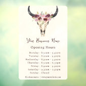 ボーホー フラワー カウ スカル ビジネス ストア アワーズ ウィンドウサイン (シート3)