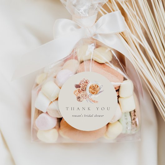 ボーホー フラワー カフェ ブライダル シャワー 感謝 ラウンドシール