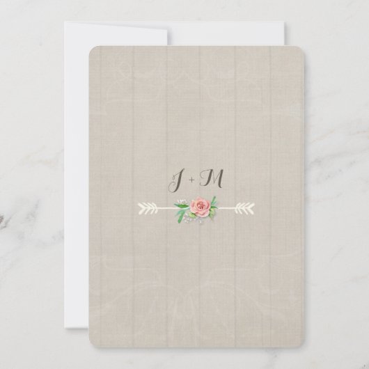 ボーホー フラワー クラウン ベイビーズ ブレス ウッド フェンス ウェディング 招待状 (裏面)