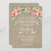 ボーホー フラワー クラウン ベイビーズ ブレス バーンワッド ボード 招待状 (正面/裏面)