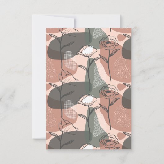 ボーホー フラワー グリーン&ピンクのウェディングシャワー お礼カード サンキューカード (裏面)