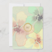 ボーホー フラワー グリーン ボタニカル ウェディング 招待状 (裏面)