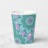 ボーホー フラワー グルーヴィー グリーン ブライダル シャワー カスタム 紙コップ (左)