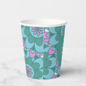 ボーホー フラワー グルーヴィー グリーン ブライダル シャワー カスタム 紙コップ (右)