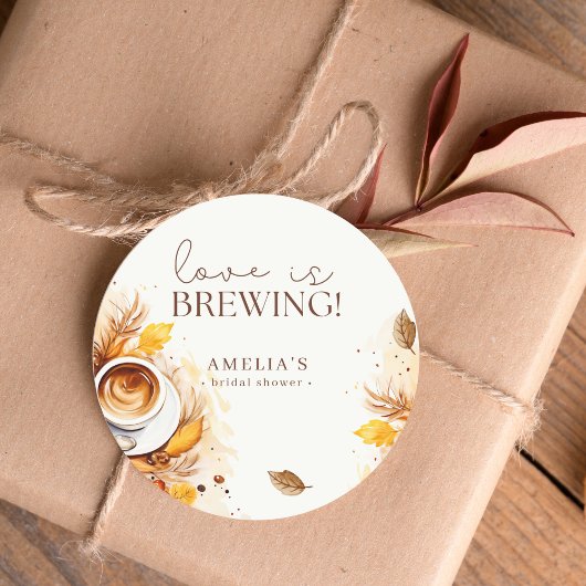 ボーホー フラワー コーヒー ラブ イズ ブルーイング ブライダル シャワー ラウンドシール