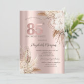 ボーホー フラワー,シャンパングラス, ローズゴールド 85周年 招待状 (スタンド正面)
