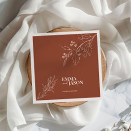 ボーホー フラワー テラコッタ ウェディング ナプキン スタンダードカクテルナプキン