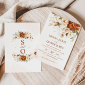ボーホー フラワー テラコッタ オレンジ ウェディング 招待状