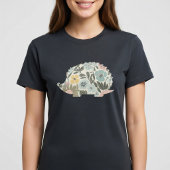 ボーホー フラワー ハリネズミ Tシャツ