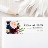 ボーホー フラワー バーガンディー ブラッシュ 返送先ラベル ラベル (インサイチュ)