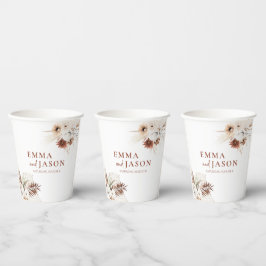 ボーホー フラワー パンパス グラス ウェディング ペーパー カップ 紙コップ