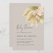 ボーホー フラワー パンパス グラス パーム ナチュラル ベビー シャワー 招待状 (正面/裏面)