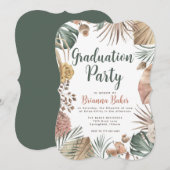 ボーホー フラワー パンパス グラス 卒業パーティー 招待状 (正面/裏面)