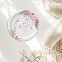 ボーホー フラワー パンパス ローズゴールド ペーパー プレート