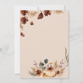 ボーホー フラワー パンプキン 秋のベビーシャワー 招待状 (裏面)