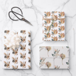 ボーホー フラワー パームリーフ パンパスグラス 誕生日 ラッピングペーパーシート