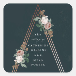 ボーホー フラワー ピラミッド ウェディングステッカー スクエアシール