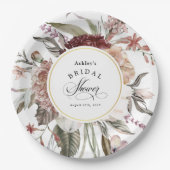 ボーホー フラワー ファンタジー ウォーターカラー ブライダル シャワー ペーパープレート (正面)