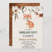 ボーホー フラワー フォックス シャワー 招待状 (正面/裏面)