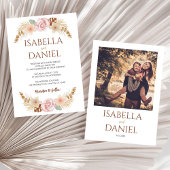 ボーホー フラワー フォト ラスティック ボヘミア エレガント ウェディング 招待状