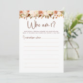 ボーホー フラワー フォール 私は誰？ ブライダルシャワーのゲームカード 招待状 (スタンド正面)