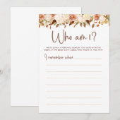 ボーホー フラワー フォール 私は誰？ ブライダルシャワーのゲームカード 招待状 (正面/裏面)