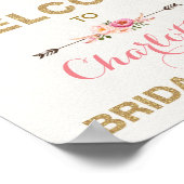 ボーホー フラワー ブライダル シャワー ピンク ゴールド ドリームキャッチャー ポスター (角)