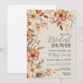 ボーホー フラワー ブライダル シャワー 招待状 (正面/裏面)