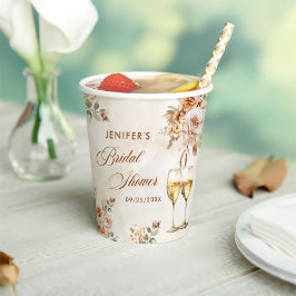 ボーホー フラワー ブライダル シャワー 紙コップ