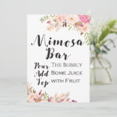 ボーホー フラワー ミモザ バー サイン 5x7インチ サイズ 招待状 (スタンド正面)
