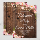 ボーホー フラワー ラスティック リタイアメント パーティー 招待状 (正面/裏面)