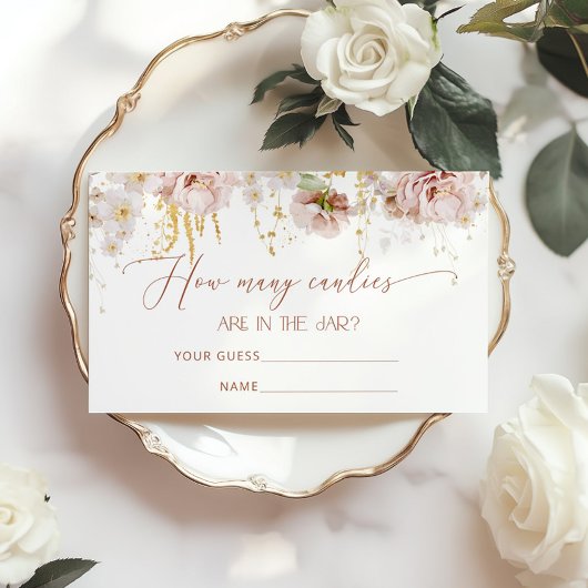 ボーホー フラワー 推測して 何個の キャンディー 封入カード エンクロージャーカード