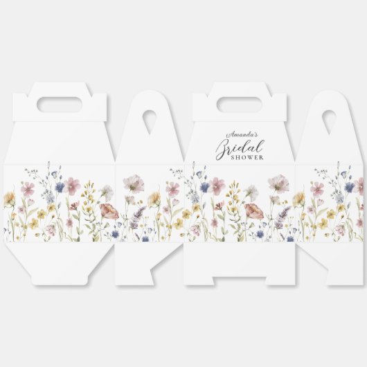 ボーホー フレッシュ ワイルドフラワーズ カスタム ブライダル シャワー フェイバーボックス (見開き)